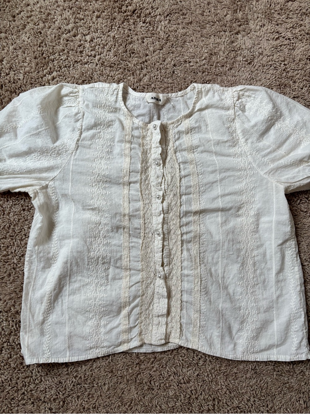 ADORA Cream Button-Front Textured Blouse